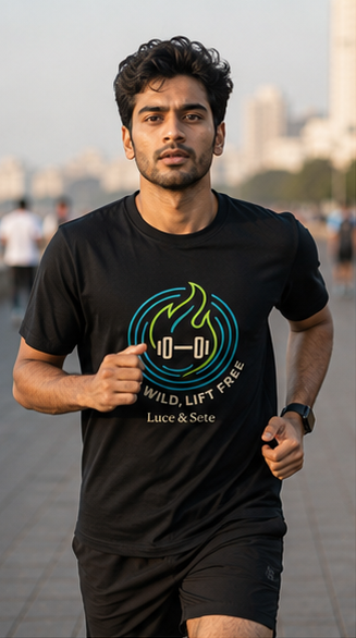 LUCE & SETE GPT mockup 1 - Run Wild Lift Free Graphic T-Shirt for Men & Women | Fitness Freedom Streetwear - mockup_003_01_row1_col1_ChatGPT Image May 28, 2026, 10_47_29 PM.png