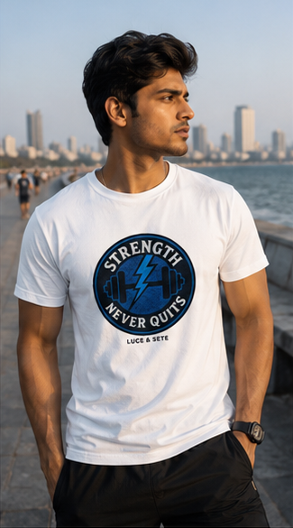 LUCE & SETE GPT mockup 2 - Strength Never Quits Graphic T-Shirt for Men & Women | Motivational Fitness Streetwear - mockup_003_02_row1_col2_ChatGPT Image May 28, 2026, 11_56_30 PM.png