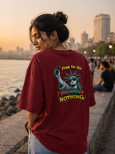 LUCE & SETE GPT mockup 3 - Free to Do Absolutely Nothing Oversized Graphic T-Shirt for Men & Women | Carefree Travel Streetwear - mockup_003_03_row1_col3_ChatGPT Image May 28, 2026, 03_05_59 PM.png