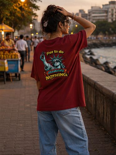 LUCE & SETE GPT mockup 5 - Free to Do Absolutely Nothing Oversized Graphic T-Shirt for Men & Women | Carefree Travel Streetwear - mockup_003_05_row2_col1_ChatGPT Image May 28, 2026, 03_05_59 PM.png