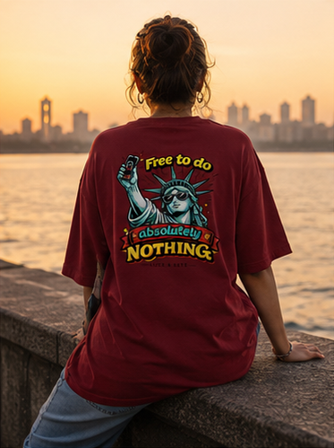 LUCE & SETE GPT mockup 6 - Free to Do Absolutely Nothing Oversized Graphic T-Shirt for Men & Women | Carefree Travel Streetwear - mockup_003_06_row2_col2_ChatGPT Image May 28, 2026, 03_05_59 PM.png