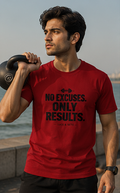 No Excuses Only Results Fitness Statement Premium Graphic T-Shirt for Men & Women | Discipline Streetwear