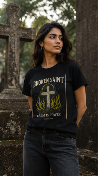LUCE & SETE GPT mockup 1 - Broken Saint Calm Is Power Graphic T-Shirt for Men & Women | Empowered Style - mockup_004_01_row1_col1_ChatGPT Image May 28, 2026, 11_56_35 PM.png