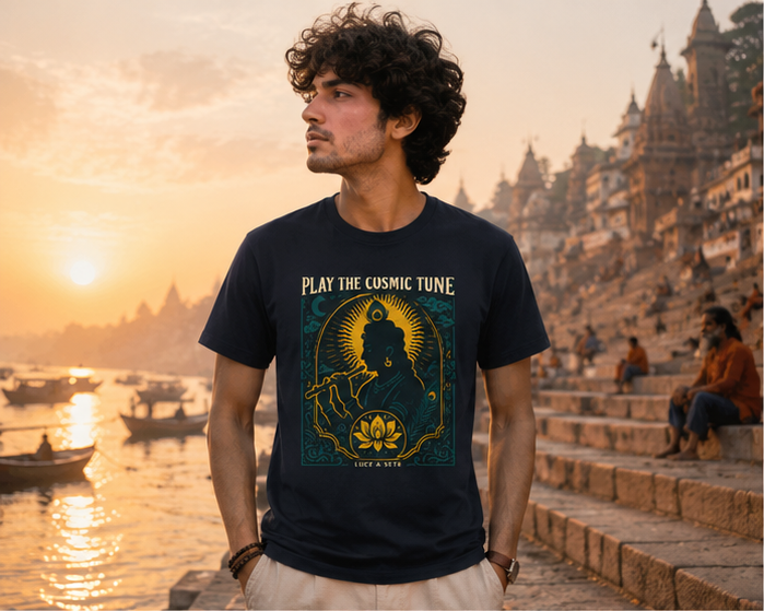 Play the Cosmic Tune Spiritual Premium Graphic T-Shirt for Men & Women | Mindfulness Streetwear