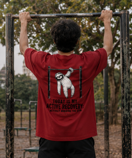 Active Recovery Humor Oversized Graphic T-Shirt for Men & Women | Gym Avoidance Streetwear