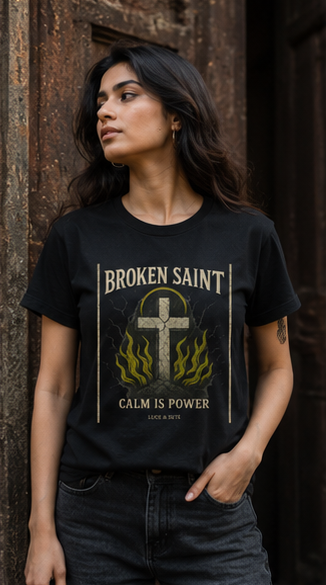 LUCE & SETE GPT mockup 2 - Broken Saint Calm Is Power Graphic T-Shirt for Men & Women | Empowered Style - mockup_004_02_row1_col2_ChatGPT Image May 28, 2026, 11_56_35 PM.png