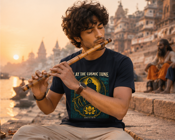 Play the Cosmic Tune Spiritual Premium Graphic T-Shirt for Men & Women | Mindfulness Streetwear