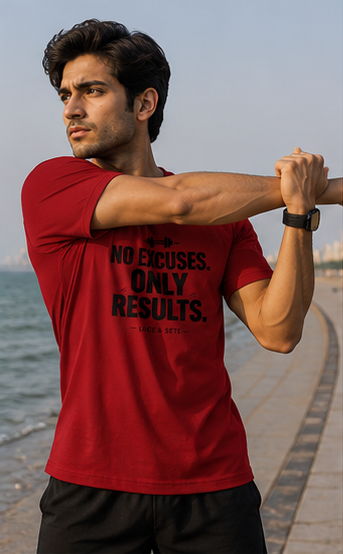 No Excuses Only Results Fitness Statement Premium Graphic T-Shirt for Men & Women | Discipline Streetwear