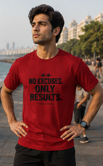 No Excuses Only Results Fitness Statement Premium Graphic T-Shirt for Men & Women | Discipline Streetwear