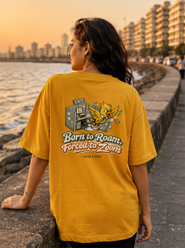 LUCE & SETE GPT mockup 4 - Born to Roam, Forced to Zoom Oversized Graphic T-Shirt for Men & Women | Travel Freedom Streetwear - mockup_004_04_row1_col4_ChatGPT Image May 28, 2026, 03_06_03 PM.png