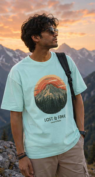 LUCE & SETE GPT mockup 4 - Lost & Free Mountain Adventure Graphic T-Shirt for Men & Women | Travel Streetwear - mockup_004_04_row1_col4_ChatGPT Image May 28, 2026, 07_08_44 PM.png