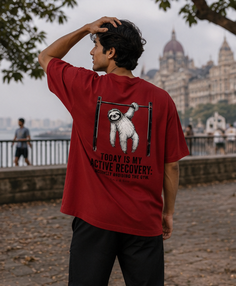 Active Recovery Humor Oversized Graphic T-Shirt for Men & Women | Gym Avoidance Streetwear
