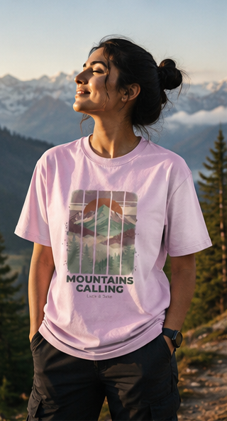 LUCE & SETE GPT mockup 1 - Mountains Calling Adventure Graphic T-Shirt in Soft Pink for Men & Women | Travel Streetwear - mockup_005_01_row1_col1_ChatGPT Image May 28, 2026, 07_08_47 PM.png
