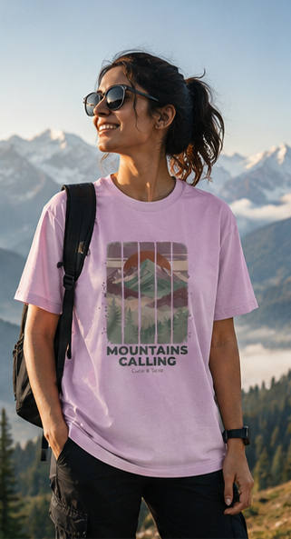 LUCE & SETE GPT mockup 2 - Mountains Calling Adventure Graphic T-Shirt in Soft Pink for Men & Women | Travel Streetwear - mockup_005_02_row1_col2_ChatGPT Image May 28, 2026, 07_08_47 PM.png