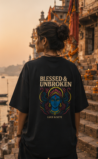 Blessed & Unbroken Oversized Graphic T-Shirt for Men & Women | Spiritual Strength Streetwear