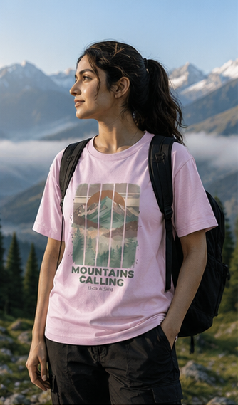 LUCE & SETE GPT mockup 2 - Mountains Calling Adventure Graphic T-Shirt in Soft Pink for Men & Women | Travel Streetwear - mockup_008_02_row1_col2_ChatGPT Image May 28, 2026, 07_08_56 PM.png