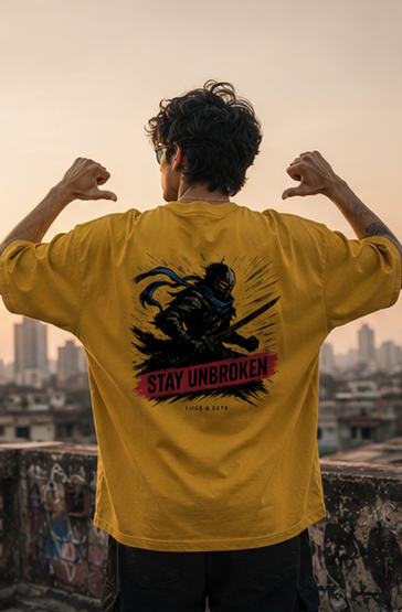 Stay Unbroken Warrior Oversized Graphic T-Shirt for Men & Women | Resilience Streetwear