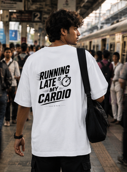 LUCE & SETE GPT mockup 3 - Running Late Is My Cardio - Oversized Statement Tee | LUCE & SETE - mockup_008_03_row1_col3_ChatGPT Image May 27, 2026, 11_20_22 AM.png