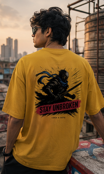 Stay Unbroken Warrior Oversized Graphic T-Shirt for Men & Women | Resilience Streetwear