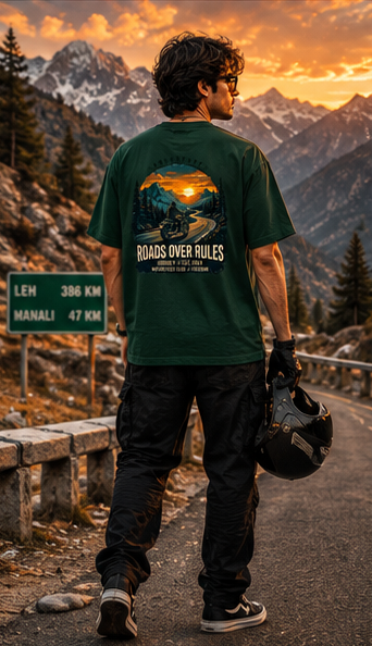 LUCE & SETE GPT mockup 5 - Roads Over Rules Oversized Statement T-Shirt for Men & Women | Travel Adventure Streetwear - mockup_009_05_row2_col1_ChatGPT Image May 28, 2026, 07_09_12 PM.png