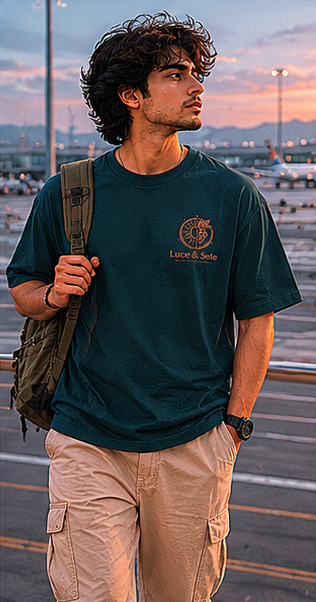 LUCE & SETE GPT mockup 8 - Catch Flights Not Feelings Oversized Statement T-Shirt for Men | Travel Streetwear - mockup_010_08_row2_col4_ChatGPT Image May 28, 2026, 07_09_19 PM.png