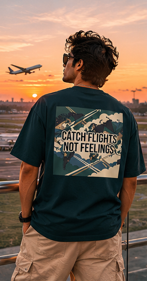 LUCE & SETE GPT mockup 1 - Catch Flights Not Feelings Oversized Statement T-Shirt for Men | Travel Streetwear - mockup_011_01_row1_col1_ChatGPT Image May 28, 2026, 07_09_29 PM.png
