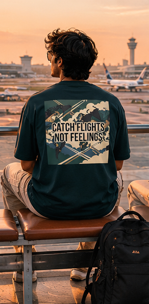 LUCE & SETE GPT mockup 5 - Catch Flights Not Feelings Oversized Statement T-Shirt for Men | Travel Streetwear - mockup_011_05_row2_col1_ChatGPT Image May 28, 2026, 07_09_29 PM.png