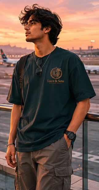 LUCE & SETE GPT mockup 8 - Catch Flights Not Feelings Oversized Statement T-Shirt for Men | Travel Streetwear - mockup_011_08_row2_col4_ChatGPT Image May 28, 2026, 07_09_29 PM.png