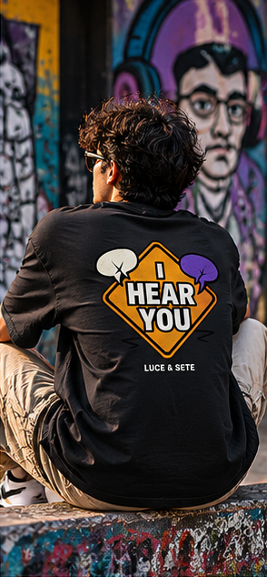 LUCE & SETE GPT mockup 2 - Bold Sarcastic Statement Oversized Shirt with 'I HEAR YOU' Graphic | LUCE & SETE - mockup_012_02_row1_col2_ChatGPT Image May 27, 2026, 06_57_07 AM.png