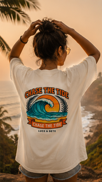 Chase The Tide Oversized Statement T-Shirt for Men & Women | Travel & Beach Lovers Streetwear