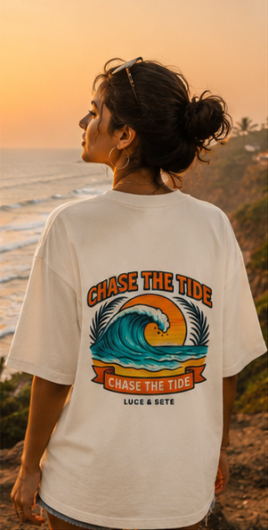Chase The Tide Oversized Statement T-Shirt for Men & Women | Travel & Beach Lovers Streetwear