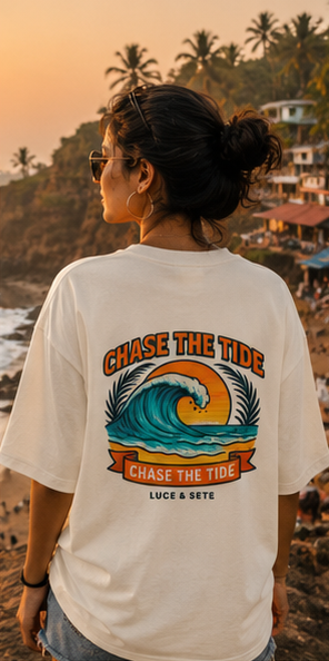 Chase The Tide Oversized Statement T-Shirt for Men & Women | Travel & Beach Lovers Streetwear
