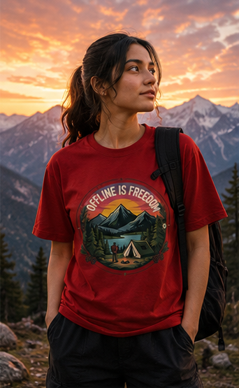 Offline Is Freedom Premium Graphic T-Shirt for Men & Women | Travel Adventure Streetwear