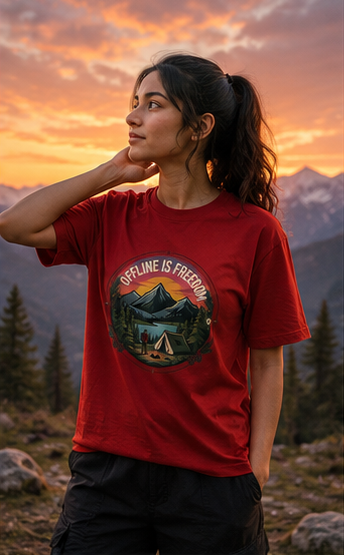 Offline Is Freedom Premium Graphic T-Shirt for Men & Women | Travel Adventure Streetwear