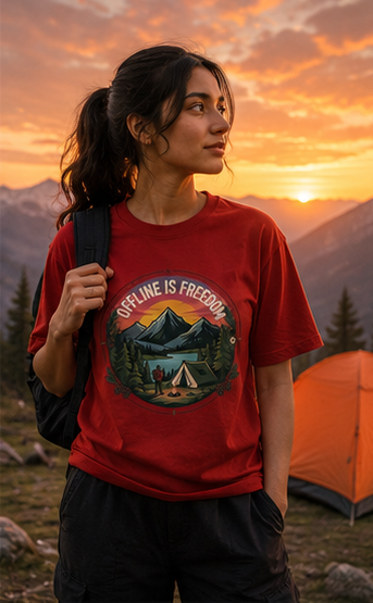 Offline Is Freedom Premium Graphic T-Shirt for Men & Women | Travel Adventure Streetwear