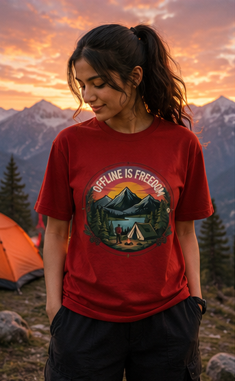 Offline Is Freedom Premium Graphic T-Shirt for Men & Women | Travel Adventure Streetwear