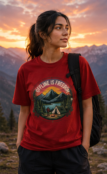 Offline Is Freedom Premium Graphic T-Shirt for Men & Women | Travel Adventure Streetwear